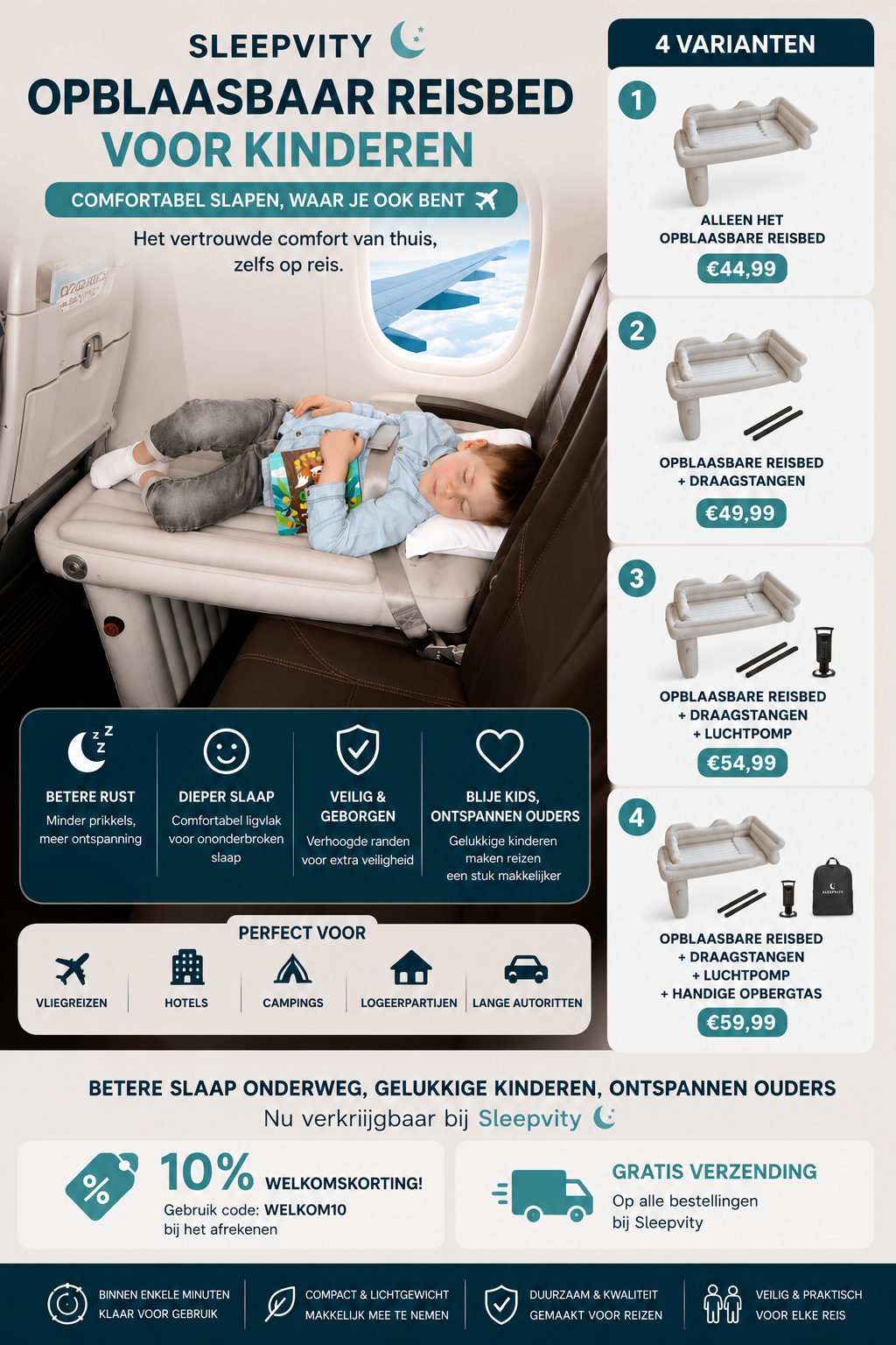 Sleepvity Opblaasbaar Reisbed Voor Kinderen
