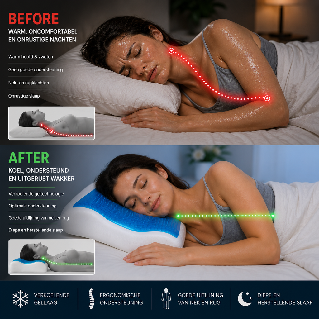 Sleepvity Cooling Gel Ergonomisch Hoofdkussen 