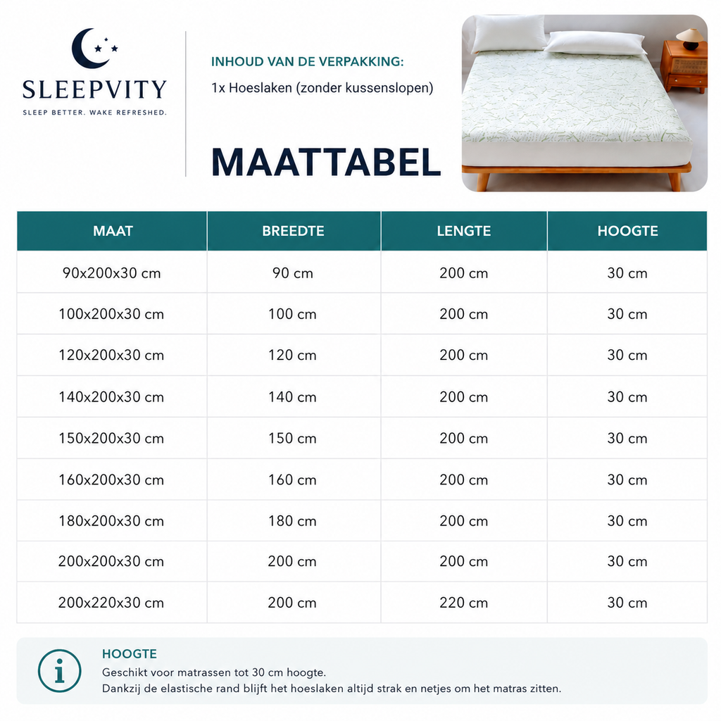Sleepvity Cooling Bamboo Hoeslaken