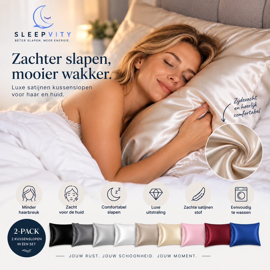 Sleepvity SilkSleep Satijnen Kussenslopen – 2-Pack