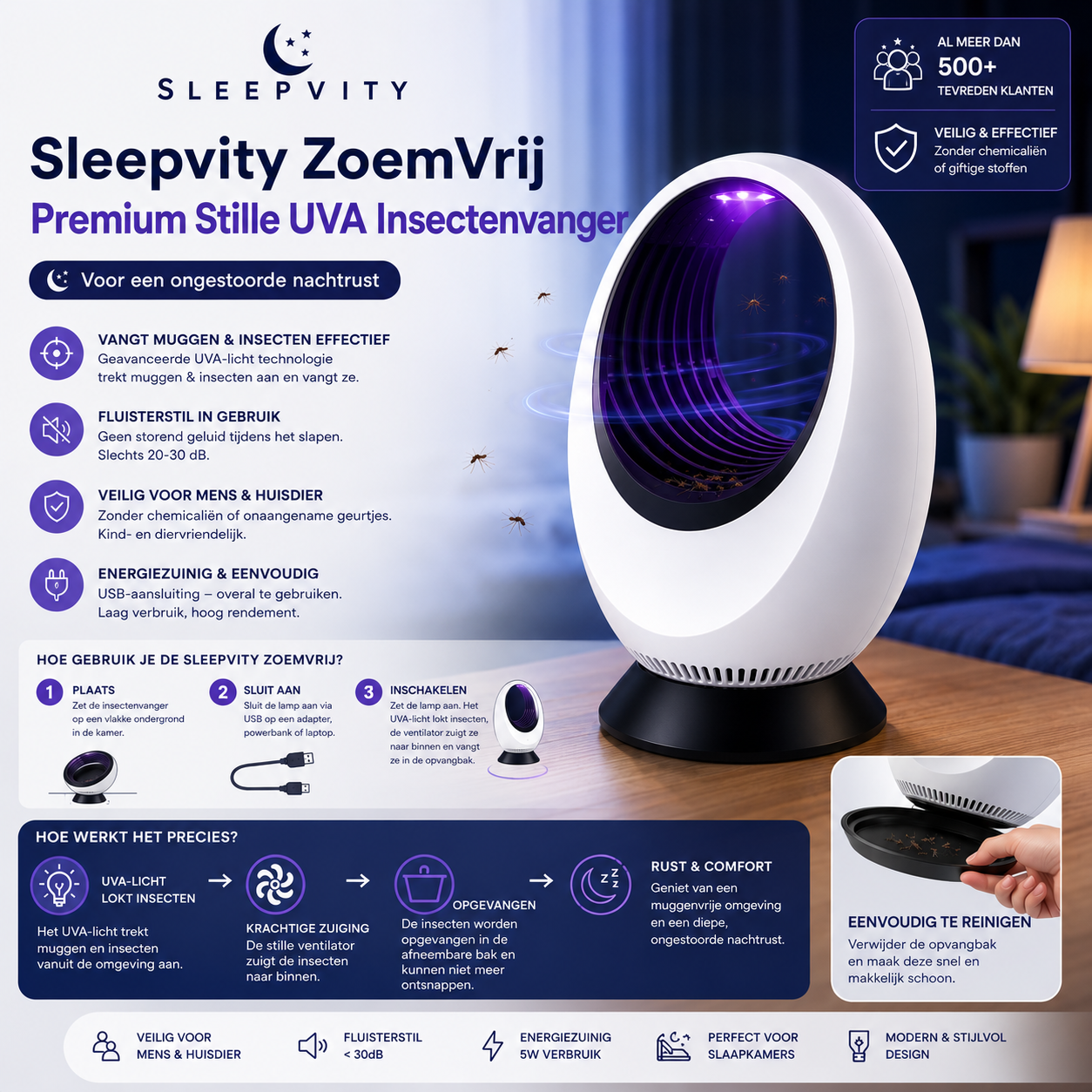 Sleepvity ZoemVrij - Premium Stille UVA Insectenvanger