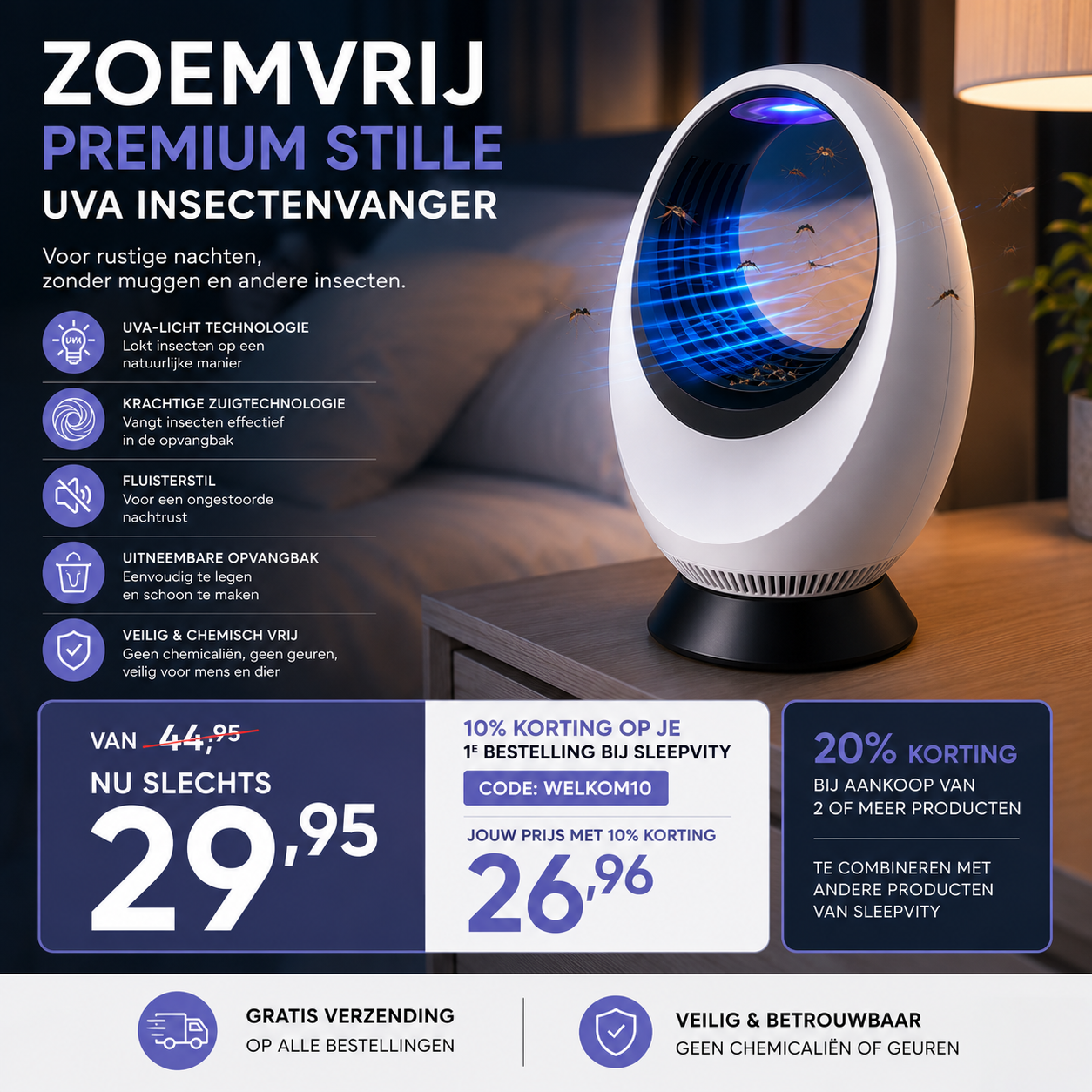 Sleepvity ZoemVrij - Premium Stille UVA Insectenvanger